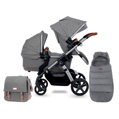 Silver Cross Poussette duo combinée 2en1 Wave siège sport chancelière sac à langer gris zinc