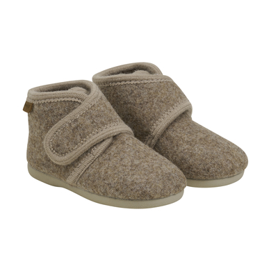 Image of EN FANT Walnut Pantofole in lana Velcro Melange059