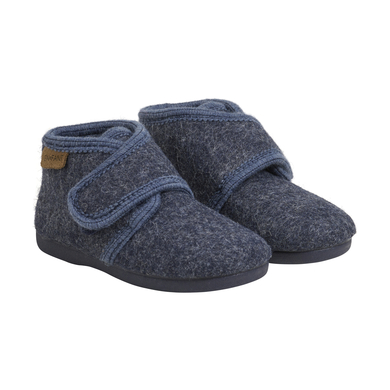 Image of EN FANT Pantofole in lana con velcro Navy Melange059