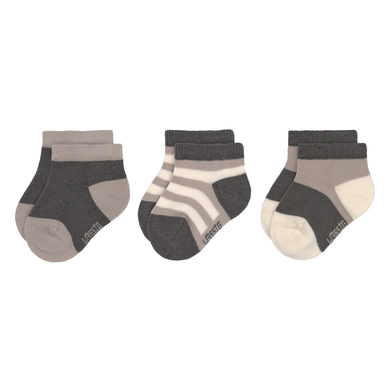 LÄSSIG Chaussettes Sneacker pour enfants, paquet de 3, anthracite taupe