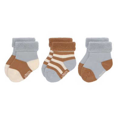 LÄSSIG Chaussettes éponge enfants pack de 3 bleu clair caramel