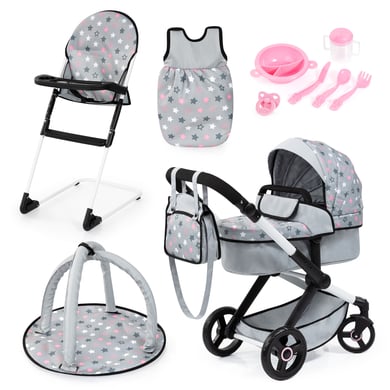 Bayer Design Xeo Deluxe Set combi poppenwagen, grijs