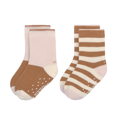 LÄSSIG Chaussettes antidérapantes pour enfants, paquet de 2, rose caramel