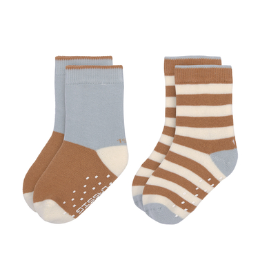 LÄSSIG Chaussettes antidérapantes enfants pack de 2 bleu clair caramel