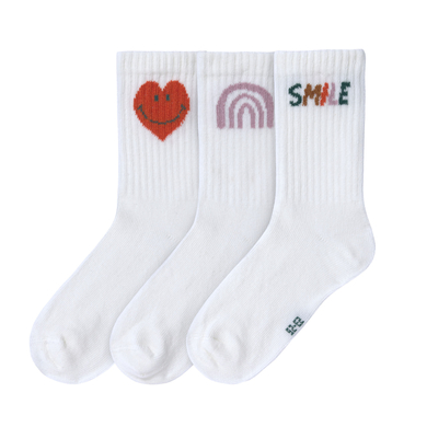 LÄSSIG Chaussettes de tennis enfants pack de 3 Little Gang Smile blanc