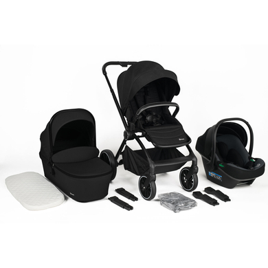 babyGO Poussette trio combinée 3en1 black black/black Frame