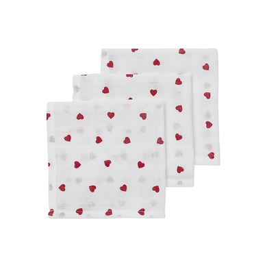 Meyco Lot de 3 bavoirs Sweet heart red 30 x 30 cm