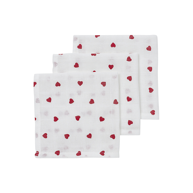 MEYCO heart Burfdoekjes 3-pack Zoet rood 30 x 30 cm