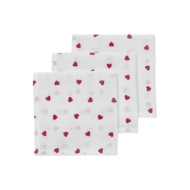 Meyco heart Burpdukar 3-pack Sweet red 30 x 30 cm