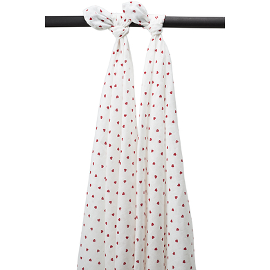 MEYCO Mousseline Swaddle pack de 2 Sweet Heart red 120 x 120 cm