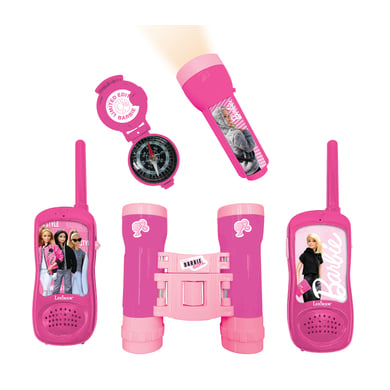 LEXIBOOK Barbie äventyrsset med 2 walkie-talkies på upp till 120 m, kikare, ficklampa och kompass