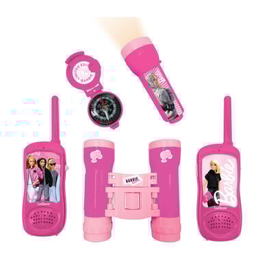 LEXIBOOK Kit d'aventure Barbie avec 2 talkies-walkies jusqu'à 120 m, jumelles, lampe de poche et bou