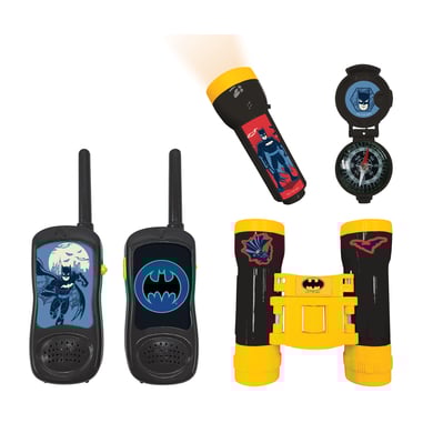 LEXIBOOK Set d'aventure Batman avec 2 talkies-walkies jusqu'à 120m, jumelles, lampe de poche et bous