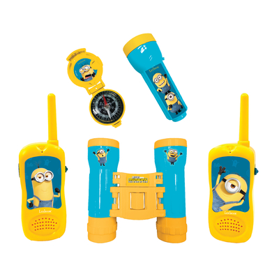 LEXIBOOK Set d'aventure Minions avec 2 talkies-walkies jusqu'à 120m, jumelles, lampe de poche et bou