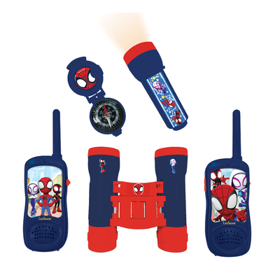 LEXIBOOK Friends Set Spidey & adventure con 2 walkie-talkie fino a 120 m, binocolo, torcia e bussola