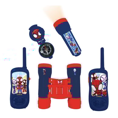 LEXIBOOK Spidey & Friends Kit d'aventure avec 2 talkies-walkies jusqu'à 120m, jumelles, lampe de poc