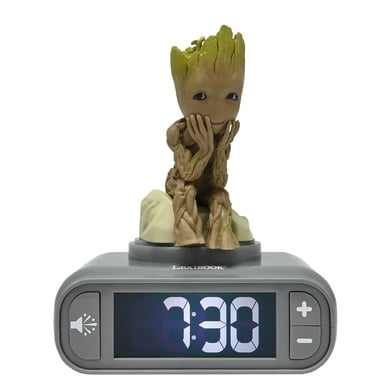 lexibook galaxy guardianes de la - reloj despertador groot con figura nocturna en 3d y tonos especiales