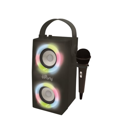 lexibook iparty  altavoz portatil bluetooth con microfono y fantasticos efectos de luz negro