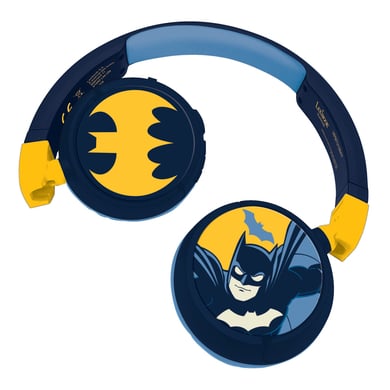 LEXIBOOK Batman 2-i-1 Bluetooth® och kabelanslutning, vikbara hörlurar med säker volym