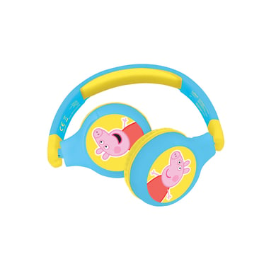 LEXIBOOK Peppa Wuz 2-i-1 Bluetooth® och kabelanslutning, vikbara hörlurar med säker volym