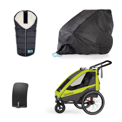 Qeridoo® Remorque de vélo enfant Sportrex2 édition limitée Lime Green collection 2023 garde-boue hou