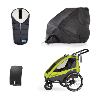 Qeridoo® Remorque de vélo enfant Sportrex1 édition limitée Lime Green collection 2023 garde-boue hou