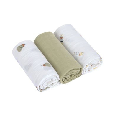 Lässig Swaddle & Burp 3-pack mousseline doeken M Happy Furits Pear