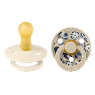 BIBS® Sucettes Liberty Colour Bobo Tétine ronde Ivoire/Vanille Latex taille 2, 2 pcs.