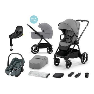 Image of Kinderkraft Passeggino NEA 2 in 1 platinum Gray incl. ovetto MAXI COSI Pebble S Tonal Graphite e base isofix FamilyFix S nero059