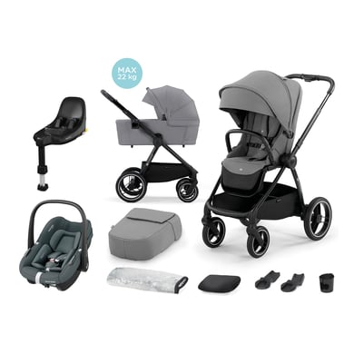 Kinderkraft Poussette trio combinée 3en1 NEA platinum gray cosy MAXI COSI Pebble S Tonal Graphite base FamilyFix S Black