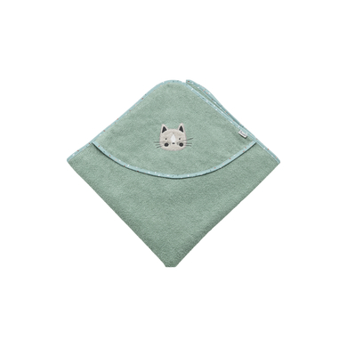 Image of Sterntaler Telo da bagno con cappuccio 80 x 80 cm gatto Lilly verde pietra059