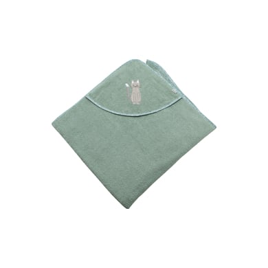 Image of Sterntaler Telo da bagno con cappuccio 100 x 100 cm gatto Lilly verde pietra059