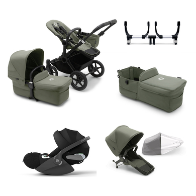 Image of bugaboo Passeggino 3 in 1 Donkey 5 Mono Completo nero/Forest Verde incl. set di estensione e copertina navicella Donkey 5 Completo, Donkey Twin adattatori e ovetto cybex PLATINU Cloud T I-Size nero059