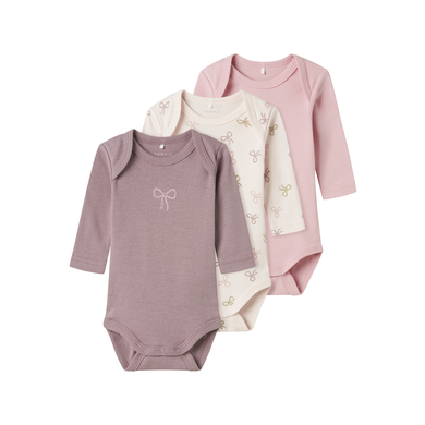 name it Barely Långärmad body 3-pack Rosa