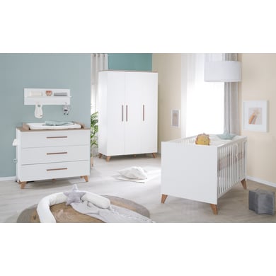 Roba roba Chambre bébé trio lit commode armoire 3 portes Ole bois 70x140 cm