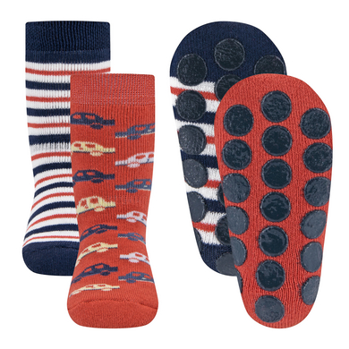 Sterntaler stoppstrumpor 2-pack bilar/strippar blå/röd