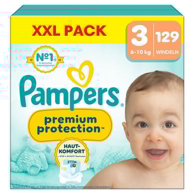 Pampers Pannolini Premium Protection , taglia 3 midi 6-10kg, confezione XXL (1x 129 pannolini)