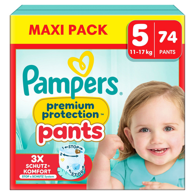 Pampers Premium Protection Pants, maat 5 Junior 11-17kg, maxiverpakking (1x 74 luiers)