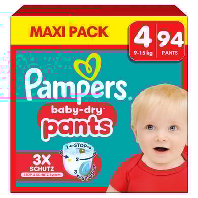 Pampers Baby-Dry Pants, taglia 4 Maxi, 9-15 kg, confezione Maxi (1 x 94 Pants)