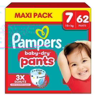 Pampers Baby-Dry Pants, taglia 7 Extra Large 15+kg, confezione maxi (1 x 62 pantaloni)
