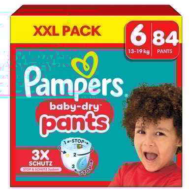 Pampers Pantaloni Baby-Dry, taglia 6 Extra Large 13-19 kg, confezione XXL (1 x 84 pantaloni)
