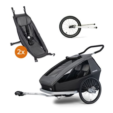 Image of CROOZER Rimorchio per bambini Kid Keeke 2 Mountain Grigio incl. set jogger e due seggiolini059