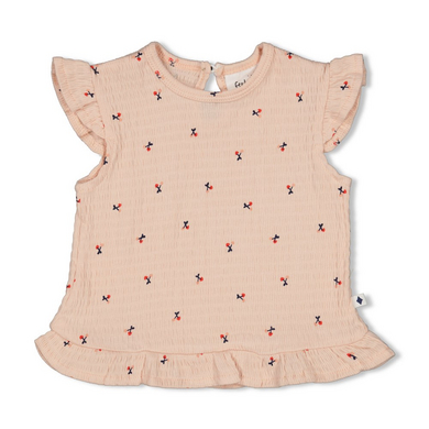 Feetje T-shirt med volanger AOP Mon Cheri rosa