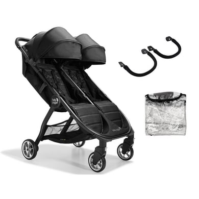 baby jogger Passeggino gemellare City Tour 2 Double Pitch Black Comprese 2 barre di sicurezza e protezione dalle intemperie