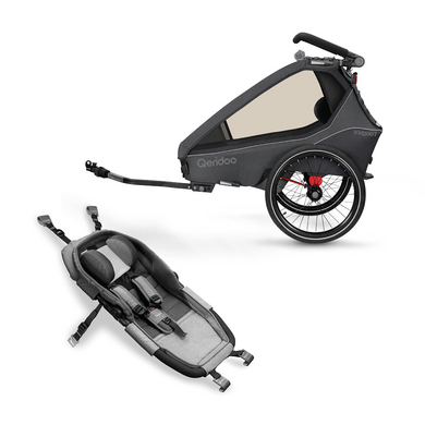 Image of Rimorchio bici per bambini Qeridoo® Kidgoo1 Steel Grigio Collezione 2023 con amaca plus059