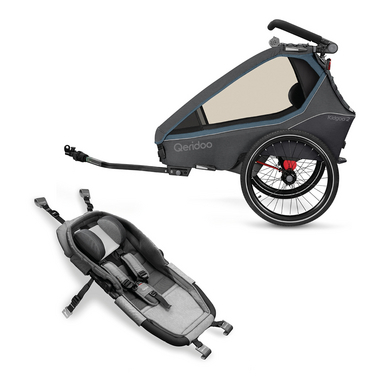 Image of Rimorchio per bicicletta per bambini Qeridoo® Kidgoo2 Collezione Blu Navy 2023 con amaca Plus059