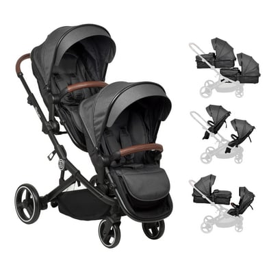 babyGO Poussette double inline Twiner grey