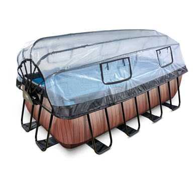 EXIT Frame Pool 4x2x1.22m (12v Sand filter)- Träoptik + soltak