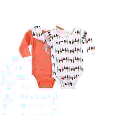 Pink or Blue romper 2-pack orange/wit