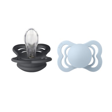 Image of BIBS Ciuccio Supreme Baby Blue / Iron in silicone 0-6 mesi, 2 pezzi059